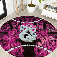 Maori Matariki Manaia Mawhero Round Carpet Maori Kowhaiwhai Pattern Galaxy LT01 Pink - Polynesian Pride