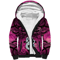Personalised Maori Matariki Manaia Mawhero Sherpa Hoodie Maori Kowhaiwhai Pattern Galaxy LT01 Unisex Pink - Polynesian Pride