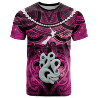 Personalised Maori Matariki Manaia Mawhero T Shirt Maori Kowhaiwhai Pattern Galaxy LT01 Pink - Polynesian Pride