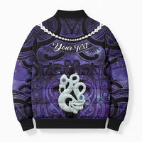 Personalised Maori Matariki Manaia Waiporoporo Bomber Puffer Jacket Maori Kowhaiwhai Pattern Galaxy LT01 - Polynesian Pride