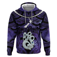 Personalised Maori Matariki Manaia Waiporoporo Hoodie Maori Kowhaiwhai Pattern Galaxy LT01 Pullover Hoodie Purple - Polynesian Pride