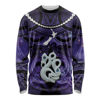 Personalised Maori Matariki Manaia Waiporoporo Long Sleeve Shirt Maori Kowhaiwhai Pattern Galaxy LT01 Unisex Purple - Polynesian Pride