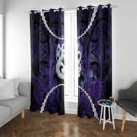 Maori Matariki Manaia Waiporoporo Window Curtain Maori Kowhaiwhai Pattern Galaxy LT01 With Grommets Purple - Polynesian Pride
