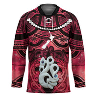 Personalised Maori Matariki Manaia Whero Hockey Jersey Maori Kowhaiwhai Pattern Galaxy LT01 Unisex Red - Polynesian Pride
