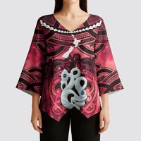 Personalised Maori Matariki Manaia Whero Kimono Sleeve Blouse Maori Kowhaiwhai Pattern Galaxy LT01 - Polynesian Pride