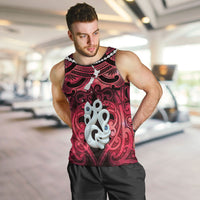 Personalised Maori Matariki Manaia Whero Men Tank Top Maori Kowhaiwhai Pattern Galaxy LT01 Red - Polynesian Pride