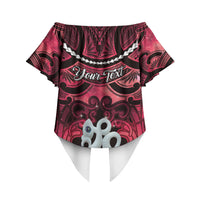 Personalised Maori Matariki Manaia Whero Off Shoulder Wrap Waist Top Maori Kowhaiwhai Pattern Galaxy LT01 - Polynesian Pride