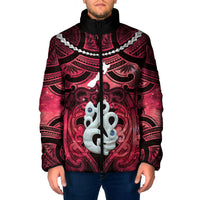 Personalised Maori Matariki Manaia Whero Padded Jacket Maori Kowhaiwhai Pattern Galaxy LT01 Men Red - Polynesian Pride