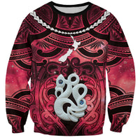 Personalised Maori Matariki Manaia Whero Sweatshirt Maori Kowhaiwhai Pattern Galaxy LT01 Unisex Red - Polynesian Pride