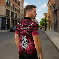 Personalised Maori Matariki Manaia Whero Zipper Polo Shirt Maori Kowhaiwhai Pattern Galaxy LT01 - Polynesian Pride