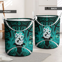 Maori Matariki Manaia Turquoise Laundry Basket Maori Kowhaiwhai Pattern Galaxy LT01 - Polynesian Pride