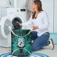 Maori Matariki Manaia Turquoise Laundry Basket Maori Kowhaiwhai Pattern Galaxy LT01 - Polynesian Pride