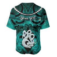 Personalised Maori Matariki Manaia Turquoise Baseball Jersey Maori Kowhaiwhai Pattern Galaxy LT01 - Polynesian Pride