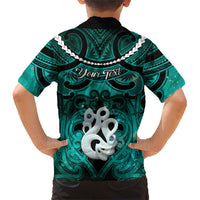 Personalised Maori Matariki Manaia Turquoise Family Matching Off Shoulder Maxi Dress and Hawaiian Shirt Maori Kowhaiwhai Pattern Galaxy LT01 - Polynesian Pride