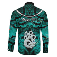 Personalised Maori Matariki Manaia Turquoise Family Matching Tank Maxi Dress and Hawaiian Shirt Maori Kowhaiwhai Pattern Galaxy LT01 - Polynesian Pride
