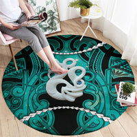 Maori Matariki Manaia Turquoise Round Carpet Maori Kowhaiwhai Pattern Galaxy LT01 - Polynesian Pride