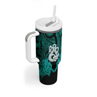Personalised Maori Matariki Manaia Turquoise Tumbler With Handle Maori Kowhaiwhai Pattern Galaxy LT01 - Polynesian Pride