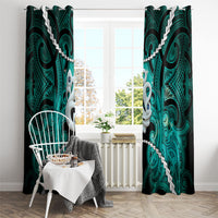 Maori Matariki Manaia Turquoise Window Curtain Maori Kowhaiwhai Pattern Galaxy LT01 - Polynesian Pride
