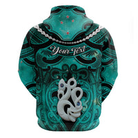 Personalised Maori Matariki Manaia Turquoise Zip Hoodie Maori Kowhaiwhai Pattern Galaxy LT01 - Polynesian Pride