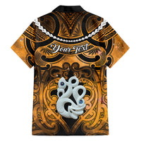 Personalised Maori Matariki Manaia Kowhai Family Matching Short Sleeve Bodycon Dress and Hawaiian Shirt Maori Kowhaiwhai Pattern Galaxy LT01 - Polynesian Pride