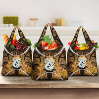 Maori Matariki Manaia Kowhai Grocery Bag Maori Kowhaiwhai Pattern Galaxy LT01 3-pack One Size Yellow - Polynesian Pride
