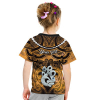 Personalised Maori Matariki Manaia Kowhai Kid T Shirt Maori Kowhaiwhai Pattern Galaxy LT01 - Polynesian Pride