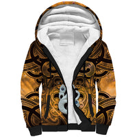 Personalised Maori Matariki Manaia Kowhai Sherpa Hoodie Maori Kowhaiwhai Pattern Galaxy LT01 Unisex Yellow - Polynesian Pride