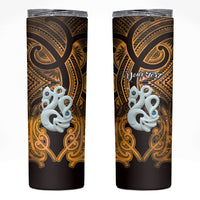 Personalised Maori Matariki Manaia Kowhai Skinny Tumbler Maori Kowhaiwhai Pattern Galaxy LT01 Yellow - Polynesian Pride
