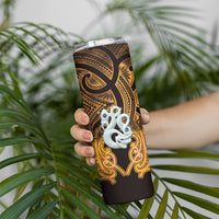 Personalised Maori Matariki Manaia Kowhai Skinny Tumbler Maori Kowhaiwhai Pattern Galaxy LT01 - Polynesian Pride
