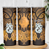 Personalised Maori Matariki Manaia Kowhai Skinny Tumbler Maori Kowhaiwhai Pattern Galaxy LT01 - Polynesian Pride