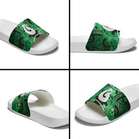 Maori Matariki Hei Matau Kakariki Slide Sandals Maori Kowhaiwhai Pattern Galaxy LT01 - Polynesian Pride