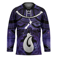 Personalised Maori Matariki Hei Matau Waiporoporo Hockey Jersey Maori Kowhaiwhai Pattern Galaxy LT01 Unisex Purple - Polynesian Pride