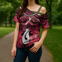 Personalised Maori Matariki Hei Matau Whero Cross Shoulder Shirt Maori Kowhaiwhai Pattern Galaxy LT01 - Polynesian Pride
