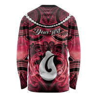 Personalised Maori Matariki Hei Matau Whero Long Sleeve Shirt Maori Kowhaiwhai Pattern Galaxy LT01 - Polynesian Pride