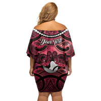 Personalised Maori Matariki Hei Matau Whero Off Shoulder Short Dress Maori Kowhaiwhai Pattern Galaxy LT01 - Polynesian Pride