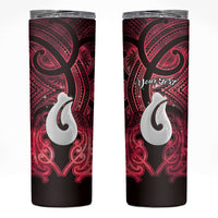 Personalised Maori Matariki Hei Matau Whero Skinny Tumbler Maori Kowhaiwhai Pattern Galaxy LT01 Red - Polynesian Pride