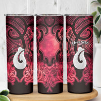 Personalised Maori Matariki Hei Matau Whero Skinny Tumbler Maori Kowhaiwhai Pattern Galaxy LT01 - Polynesian Pride