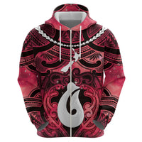 Personalised Maori Matariki Hei Matau Whero Zip Hoodie Maori Kowhaiwhai Pattern Galaxy LT01 - Polynesian Pride