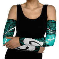Personalised Maori Matariki Hei Matau Turquoise Arm Sleeves Maori Kowhaiwhai Pattern Galaxy LT01 - Polynesian Pride