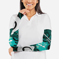 Personalised Maori Matariki Hei Matau Turquoise Arm Sleeves Maori Kowhaiwhai Pattern Galaxy LT01 - Polynesian Pride