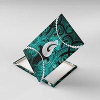 Maori Matariki Hei Matau Turquoise Canvas Wall Art Maori Kowhaiwhai Pattern Galaxy LT01 With Frame Turquoise - Polynesian Pride