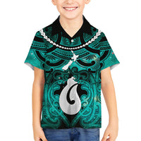 Personalised Maori Matariki Hei Matau Turquoise Hawaiian Shirt Maori Kowhaiwhai Pattern Galaxy