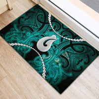 Maori Matariki Hei Matau Turquoise Rubber Doormat Maori Kowhaiwhai Pattern Galaxy LT01 - Polynesian Pride
