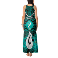 Personalised Maori Matariki Hei Matau Turquoise Tank Maxi Dress Maori Kowhaiwhai Pattern Galaxy LT01 - Polynesian Pride