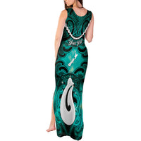 Personalised Maori Matariki Hei Matau Turquoise Tank Maxi Dress Maori Kowhaiwhai Pattern Galaxy LT01 - Polynesian Pride