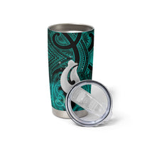 Personalised Maori Matariki Hei Matau Turquoise Tumbler Cup Maori Kowhaiwhai Pattern Galaxy LT01 - Polynesian Pride