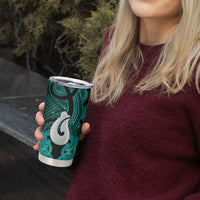 Personalised Maori Matariki Hei Matau Turquoise Tumbler Cup Maori Kowhaiwhai Pattern Galaxy LT01 - Polynesian Pride