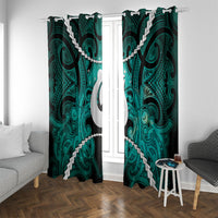 Maori Matariki Hei Matau Turquoise Window Curtain Maori Kowhaiwhai Pattern Galaxy LT01 With Grommets Turquoise - Polynesian Pride