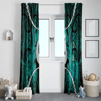 Maori Matariki Hei Matau Turquoise Window Curtain Maori Kowhaiwhai Pattern Galaxy LT01 - Polynesian Pride
