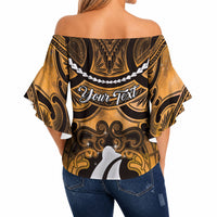 Personalised Maori Matariki Hei Matau Kowhai Off Shoulder Wrap Waist Top Maori Kowhaiwhai Pattern Galaxy LT01 - Polynesian Pride